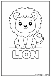 L is for Lion big simple preschool coloring page