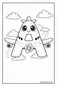 Letter A Airplane Coloring Page with Cute Smiling Plane