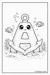 Letter A Anchor Coloring Page with Cute Underwater Scene