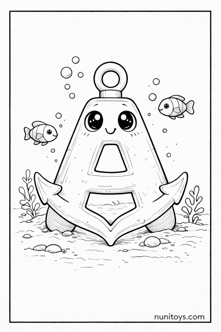 Letter A Anchor Coloring Page with Cute Underwater Scene