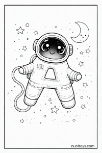 Letter A Astronaut Coloring Page with Cute Space Scene