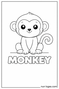 M is for Monkey cute preschool coloring page