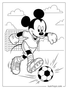 Coloriage Mickey Mouse jouant au football