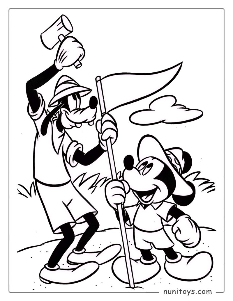 Página para colorear Mickey Mouse y Goofy