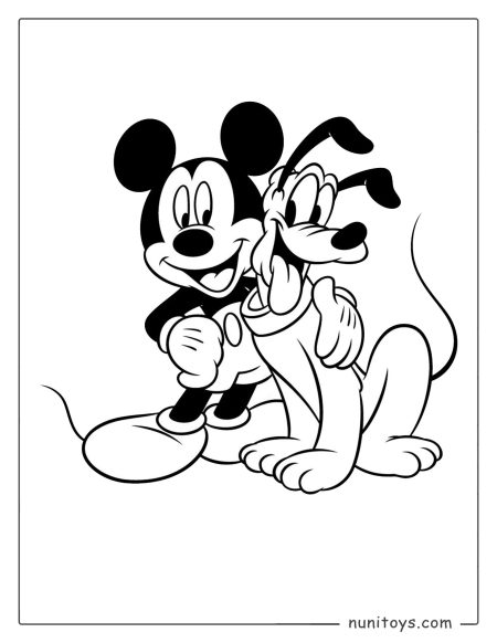Coloriage Mickey Mouse et Pluto