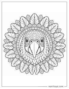 Parrot Face Leaf Mandala Coloring Page