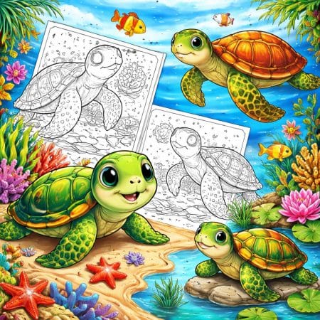 דפי צביעה של צב