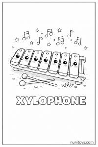 X is for Xylophone fun music coloring page
