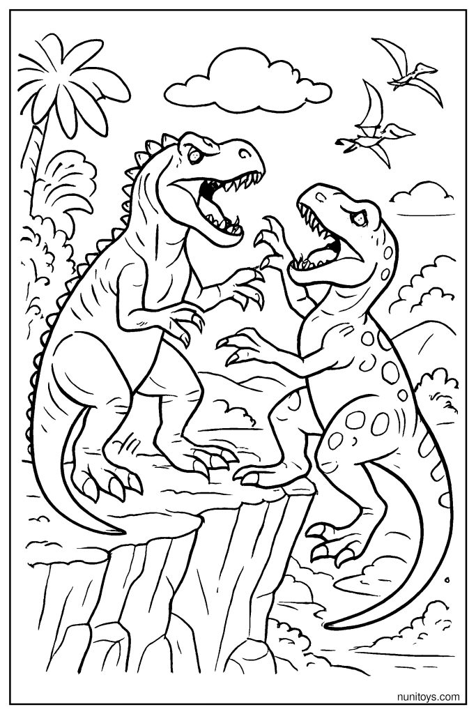 Allosaurus vs Predator Coloring Page