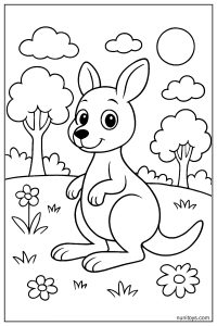 Basic Kangaroo Looking Forward Coloring Page