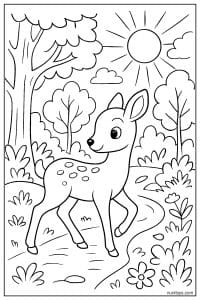 Deer Walking Under a Bright Sunny Sky