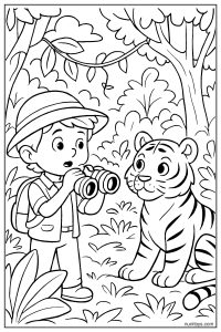 Child Taking Photos of a Tiger in the Jungle