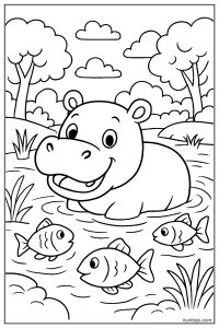 Hippo and Friends: River Adventure Coloring Page
