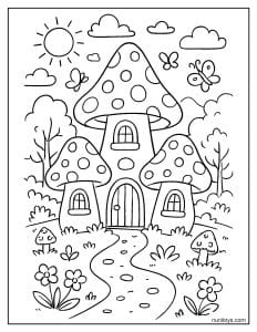 Mushroom Castle Coloring Page