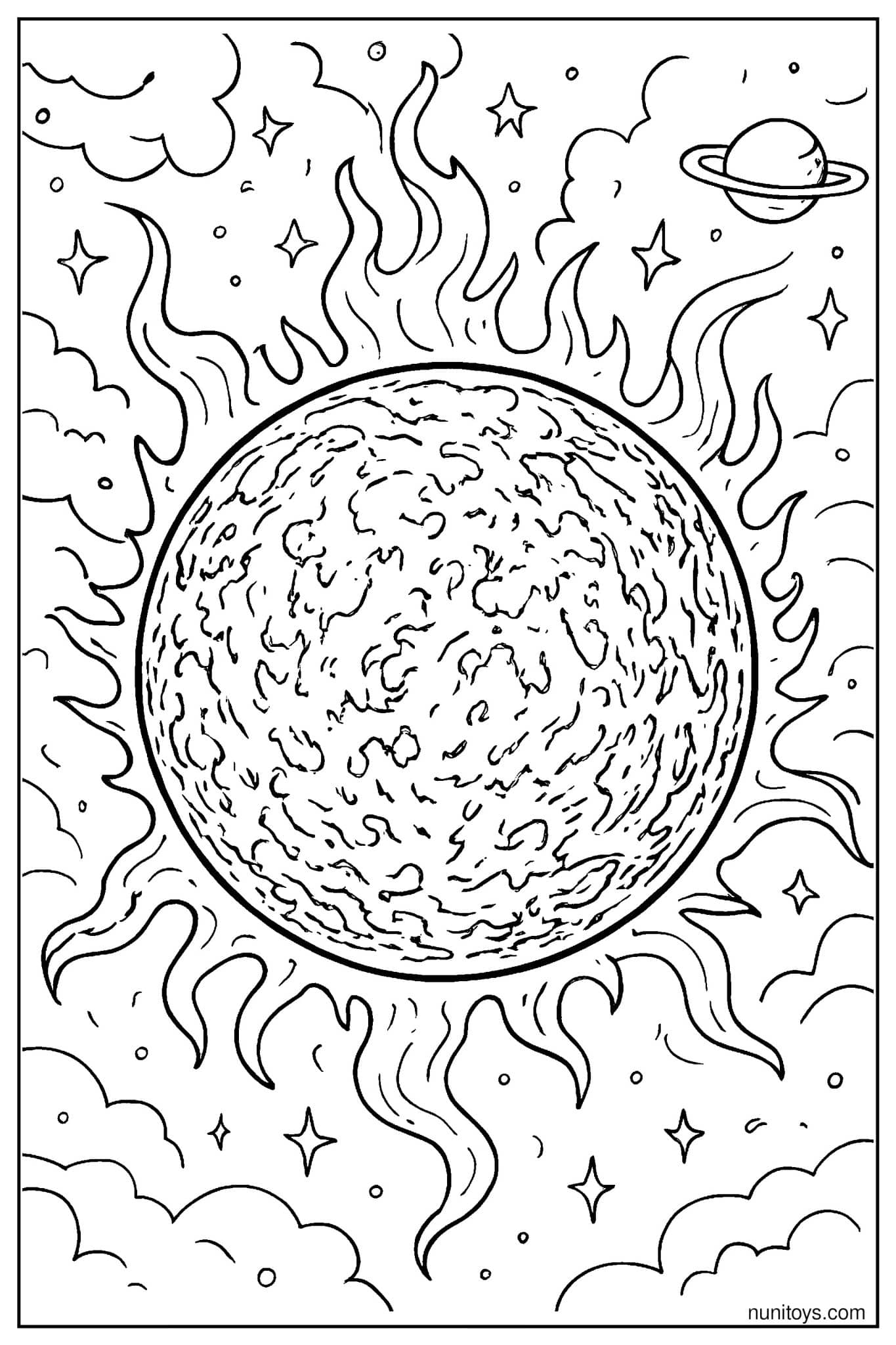 Realistic Sun Surface Coloring Page - Free PDF Download