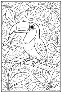 Realistic Toucan Perched on a Branch in the Dense Rainforest