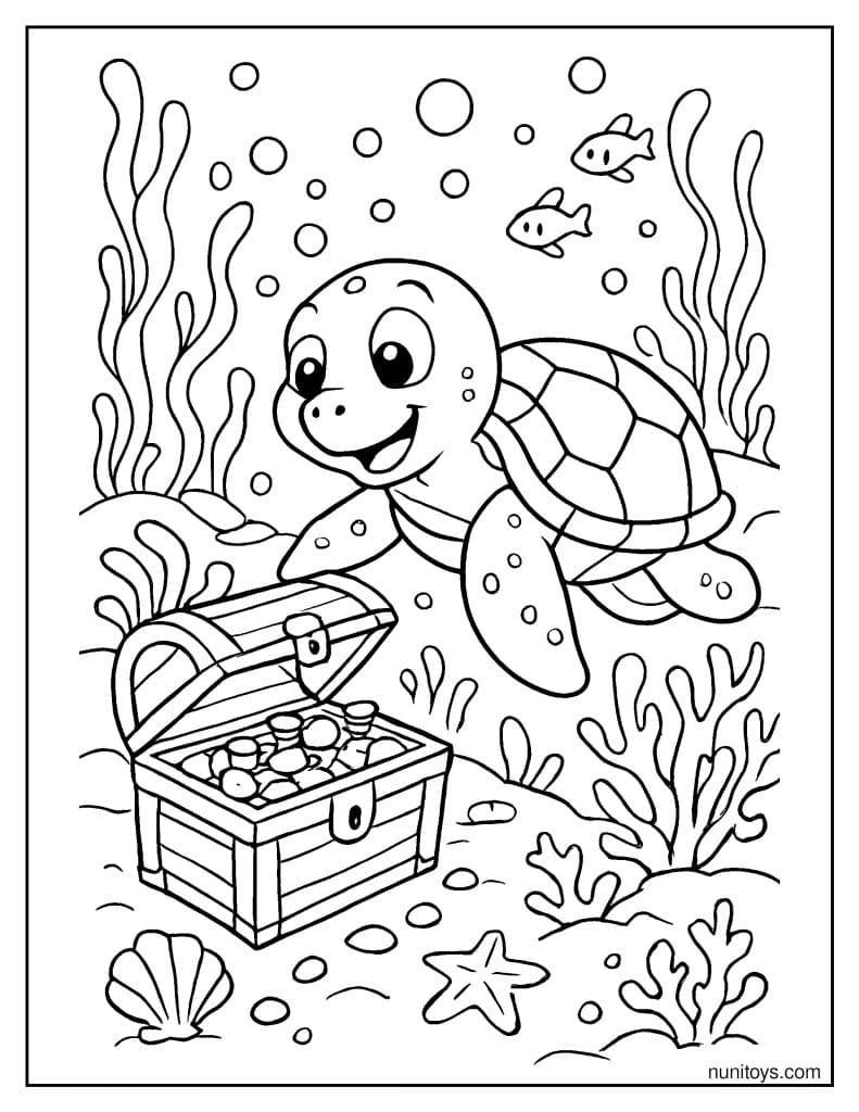 דף צביעה של צב ים מגלה אוצר תת־ימי