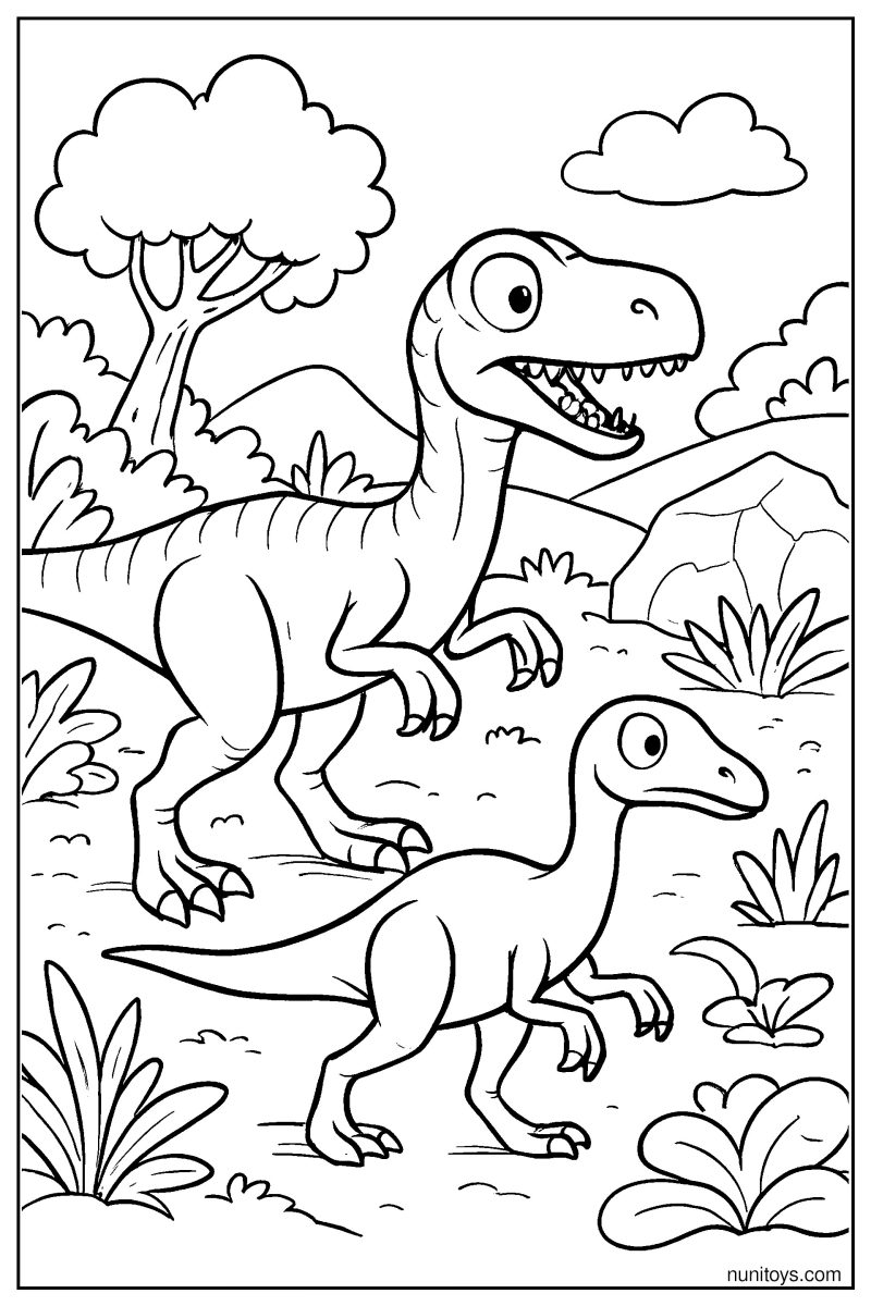 Velociraptor Trails: Following Another Species to Find Food Coloring Page