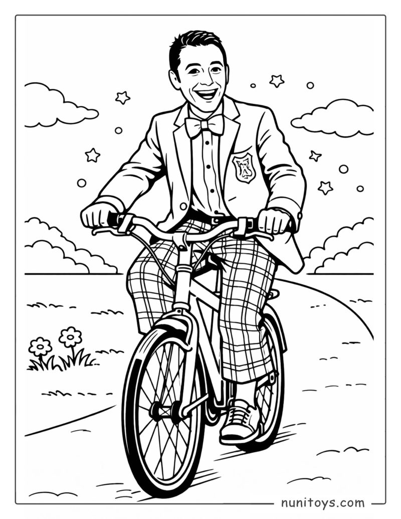 דף צביעה של דוד חיים רוכב על אופניים
