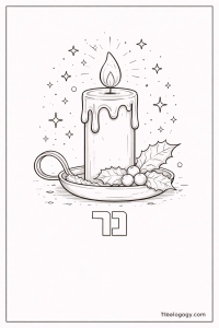 דף צביעה של האות נ עם נר
