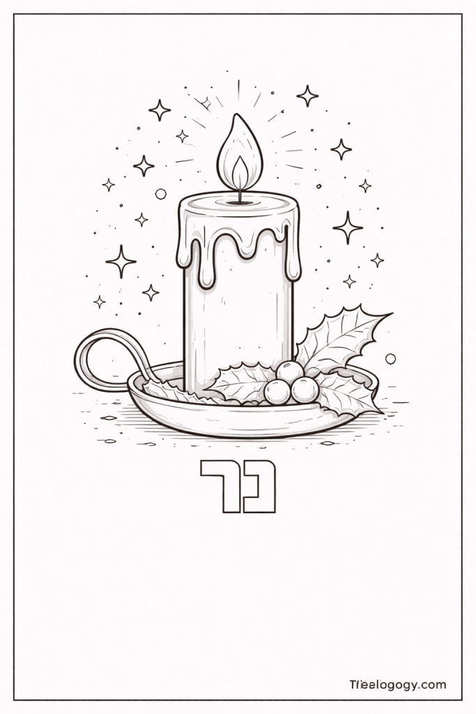 דף צביעה של האות נ עם נר