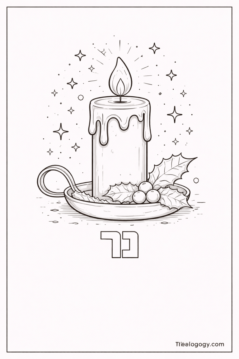 דף צביעה של האות נ עם נר