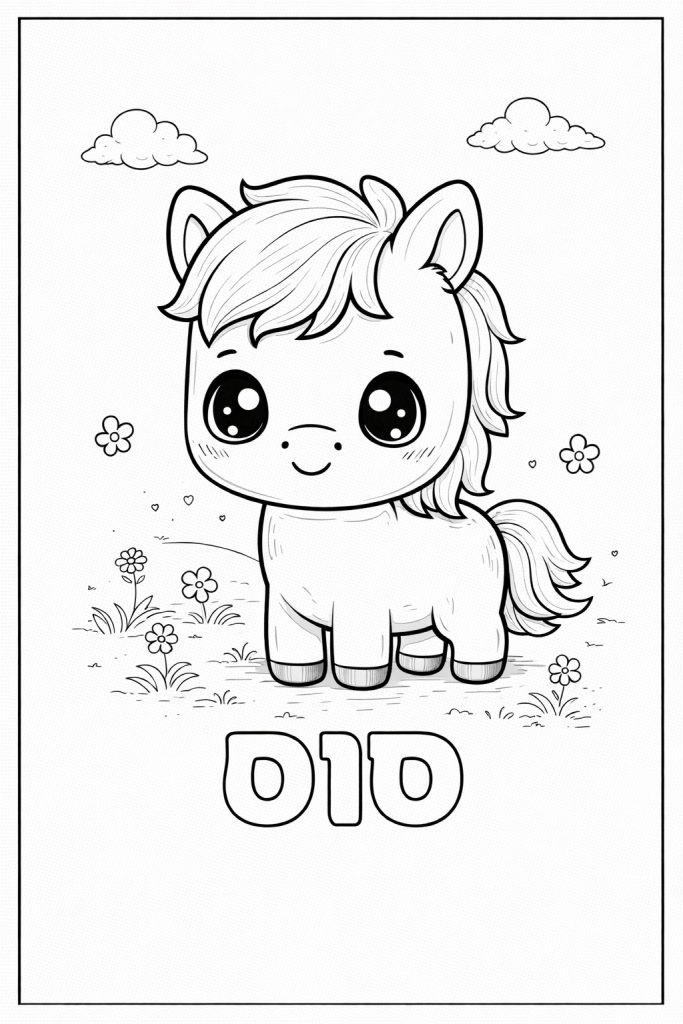 דף צביעה של האות ס עם סוס