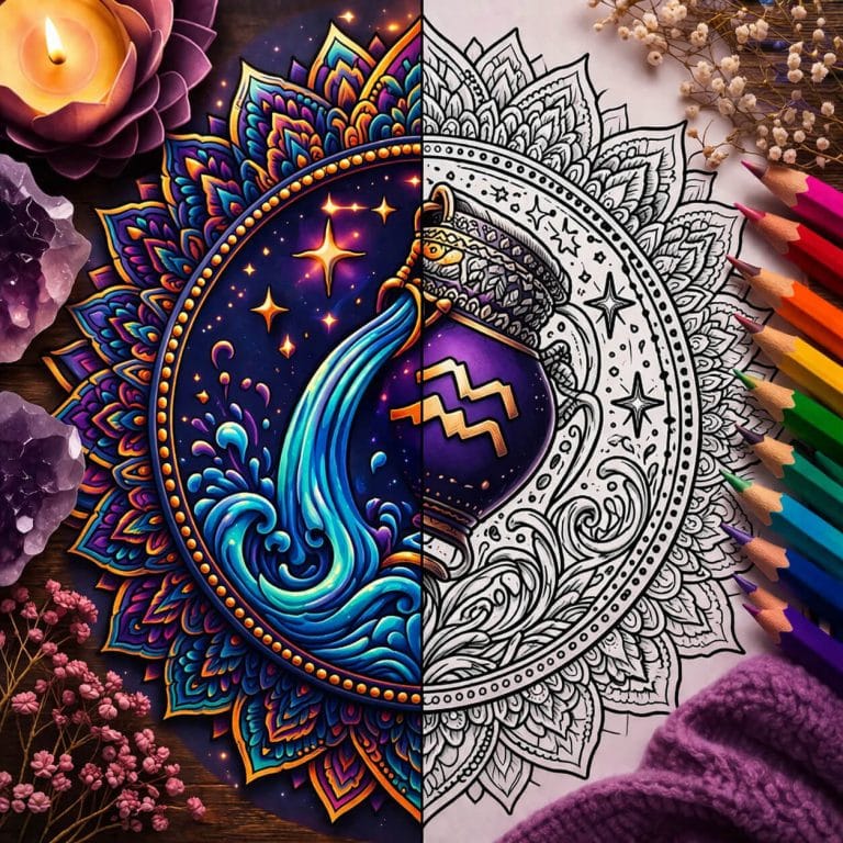 Aquarius Mandala Coloring Pages