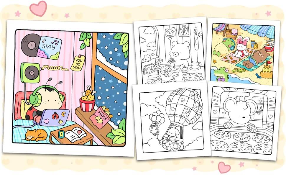 Cozy Friends Cute Animal Coloring Book for kids