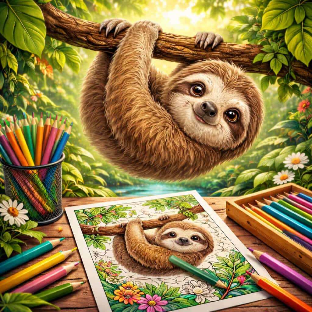 Sloth Pics Color Sloth Coloring Pages – Free Printable PDF - Nunitoys