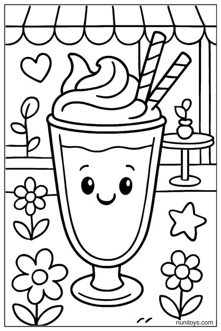 Milkshake Smiling Glass in a Bright Café Window Scene