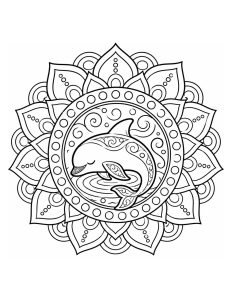 Sleeping Vaquita Inside Ocean Mandala Coloring Page