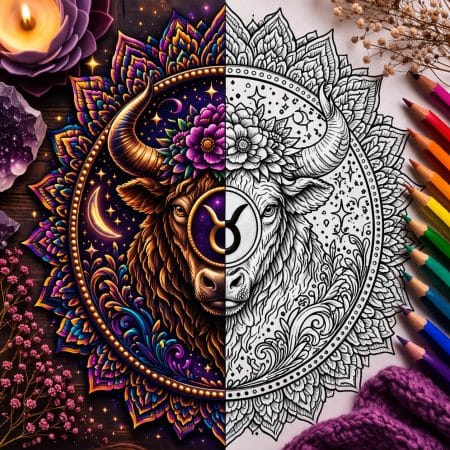 Taurus Zodiac Sign Mandala Coloring Pages