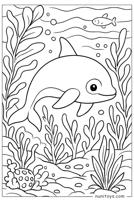 Vaquita Among Tall Sea Plants Underwater Scene