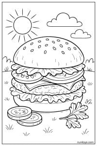 Sunny Outdoor Burger Coloring Page