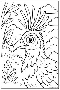 דף צביעה ראש ציפור הואצין עם ציצית מרשימה בג'ונגל