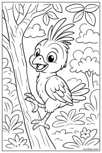Hoatzin Bird Chick Climbing a Tree Coloring Page