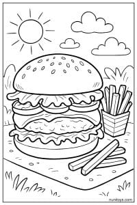 Burger Picnic Coloring Page
