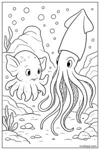 Underwater Encounter Printable Dumbo Octopus and Squid