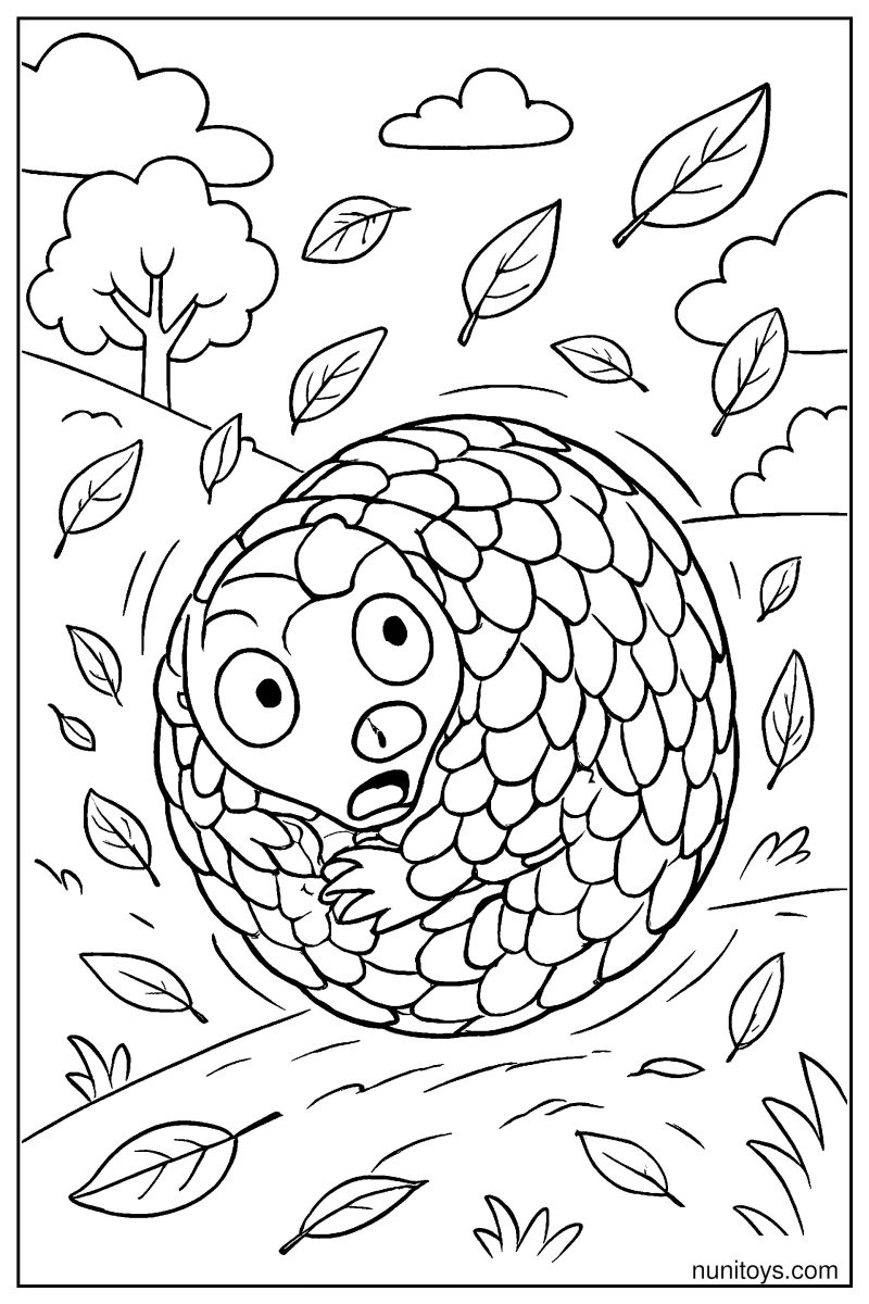 Funny Pangolin Rolling Like a Ball Downhill