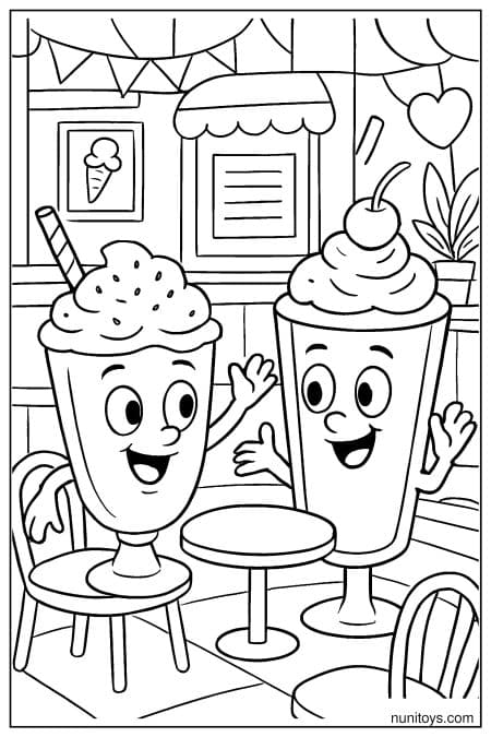 Milkshake Café: Animated Milky Treats Coloring Page