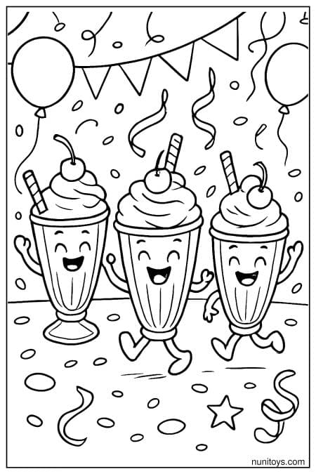 Milkshake Dance Party Coloring Page