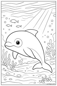 Realistic Vaquita Close-Up with Ocean Light Rays Coloring Page