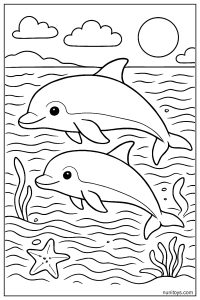 Realistic Vaquita Pair Moving Through Calm Ocean Coloring Page