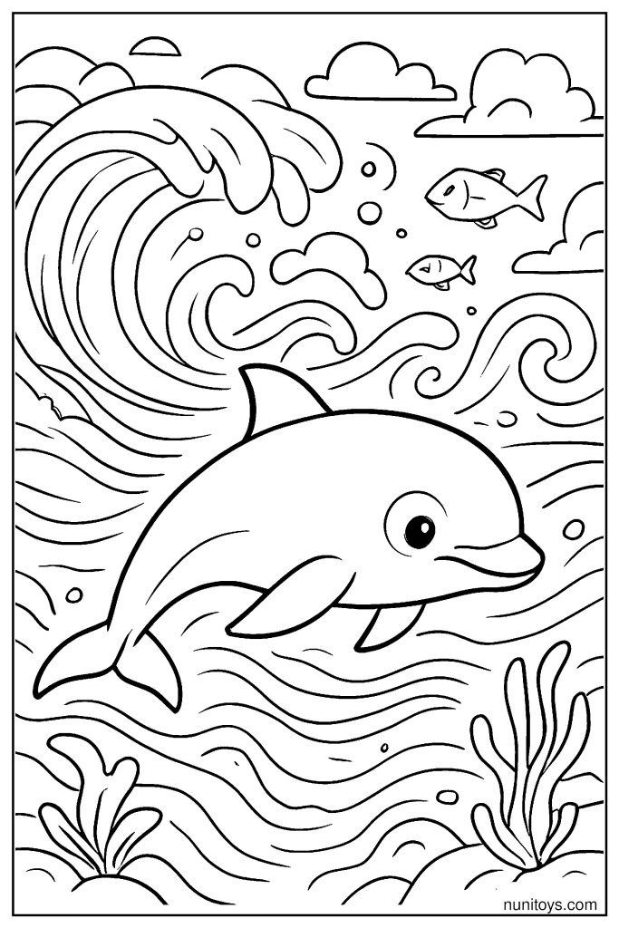 Vaquita Navigating Deep Ocean Currents Coloring Page