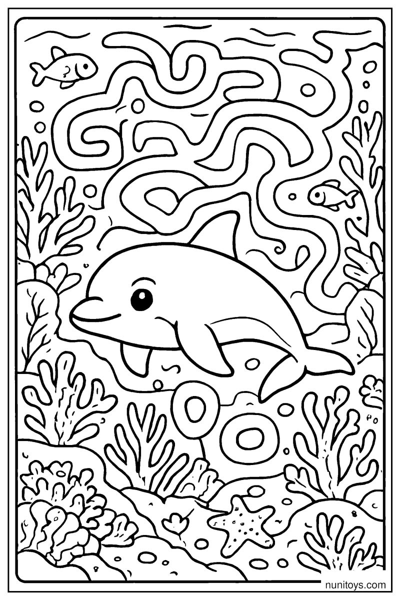 Vaquita Navigating an Underwater Maze of Coral and Tunnels