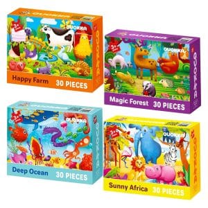 4-Pack Animal Puzzles for Kids – Screen-Free Learning with Farm, Ocean, Forest and Safari Animals