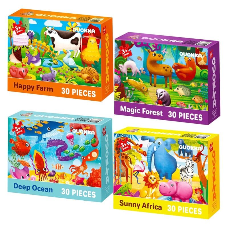 4 Pack Animal Puzzles for Kids – Screen Free Learning with Farm, Ocean, Forest and Safari Animals