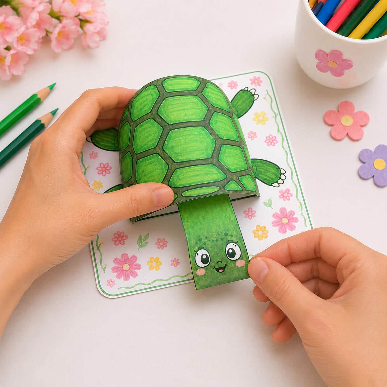 How to Make a Cute 3D Paper Turtle Craft for Kids - Nunitoys