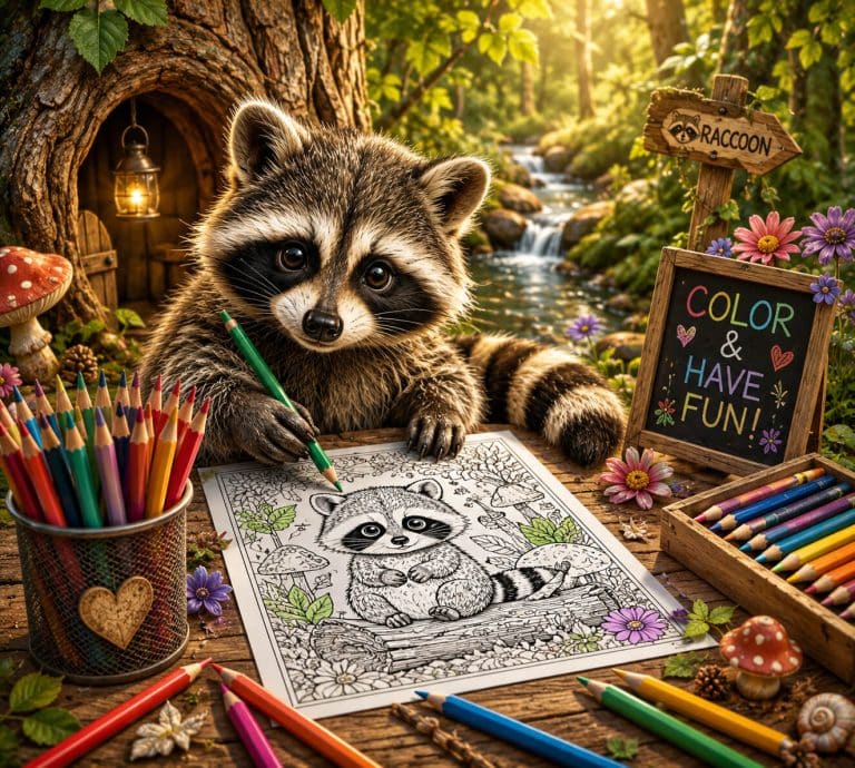 Raccoon Coloring Pages